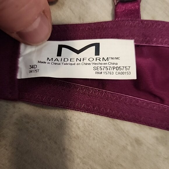 Maidenform Bra 34D Red Underwire Padded Push Up SE5757 - Picture 4 of 5